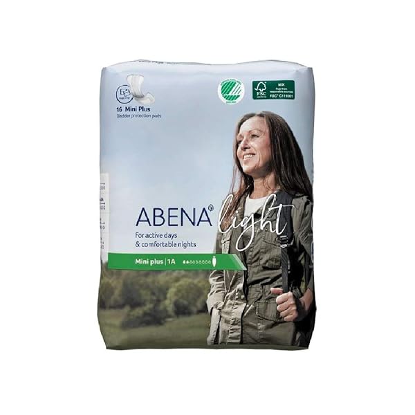 Abena Light Incontinence Pads, Eco-Friendly Women's Incontinence Pads For Adults, Breathable & Comfortable With Fast Absorption & Protection, Incontinence Pads For Women, Mini Plus 1A, 200ml 16x 16PK