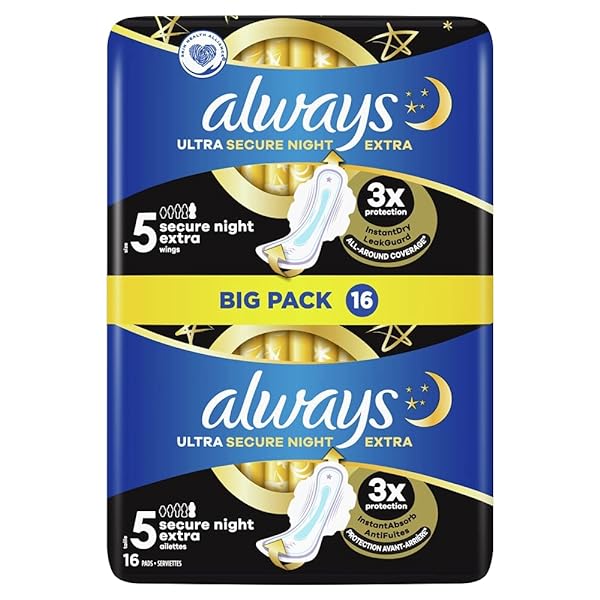 Always - 16x Ultra Sanitary Pads Secure Night Extra with Wings - 1 Piece