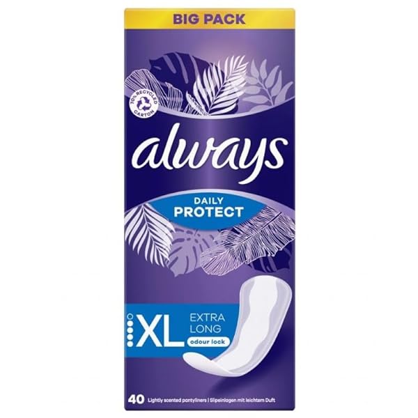 Always Daily Protect Extra Long Pantyliners Pack of 40 Odour Neutralising Comfort with Absorbent Core