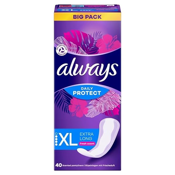 Always Daily Protect Extra Long Pantyliners Pack of 40 with Fresh Fragrance, Comfort with Absorbent Core