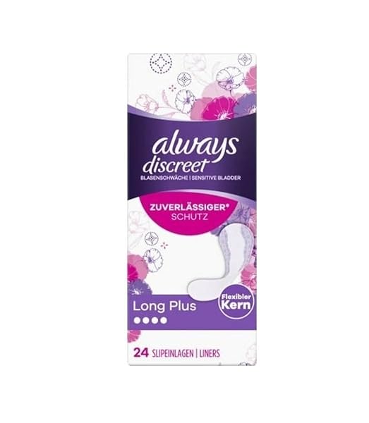 Always Discreet Incontinence Pads for Women Long Plus Pack of 24, Absorb Odours and Moisture, Prevent Leakage