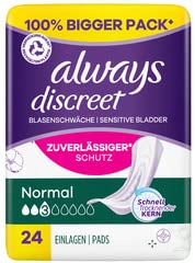 Always Discreet Incontinence Pads for Women Normal Pack of 24 Strong Protection You Feel Barely