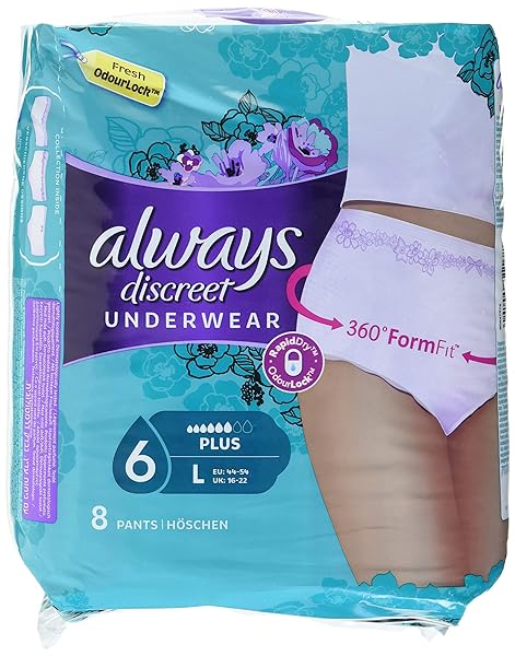 Always Discreet Incontinence Pants Plus Size Large, 1 Pack (1 x 8 Items)