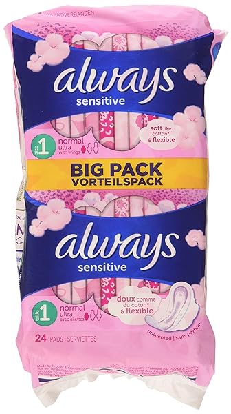 Always Sensitive Normal Ultra Sanitary Towels with Wings x 24