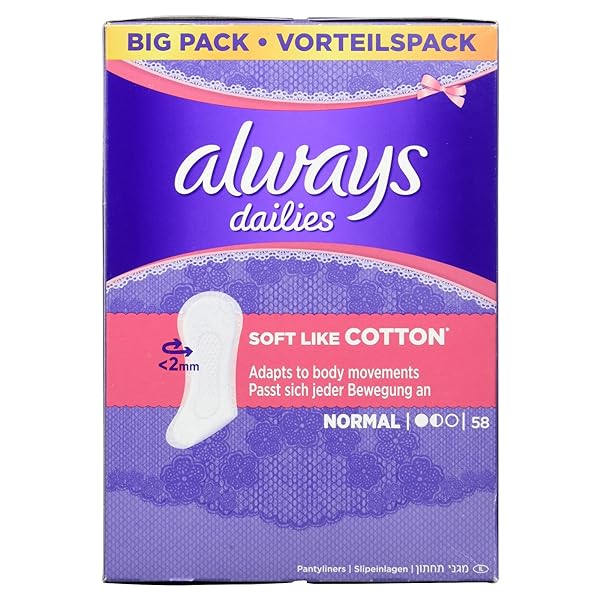 Always Soft Like Cotton Pantyliners Normal Pack of 58