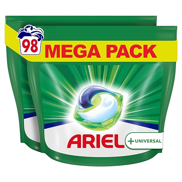 Ariel Detergent Pods All-in-1, 98 Washes (Pack of 1) Universal Fresh Laundry Fragrance and Radiant Purity