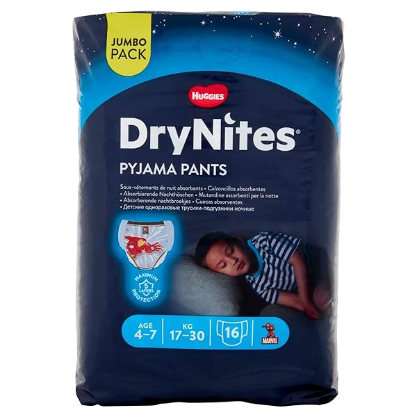 Huggies DryNites Pyjama Pants for Boys 4-7 Years (17-30 kg) 2 x Pack of 16