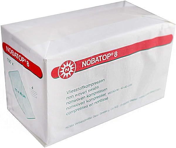 Non-woven fabric-compress 100 Piece Nobatop 8 non-sterile Various Sizes - 10,0 cm x 20,0 cm