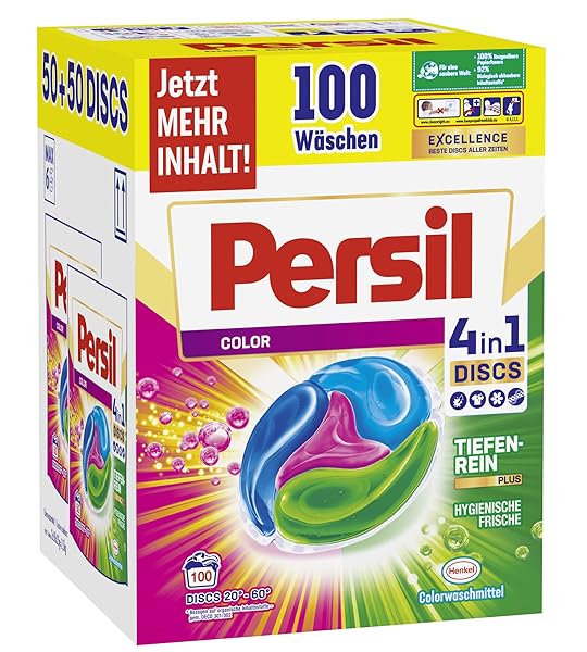 Persil Color 4-in-1 DISCS (100 Washes), Colour Detergent with Deep Pure Plus Technology for Bright Colours, 92% Biodegradable Ingredients