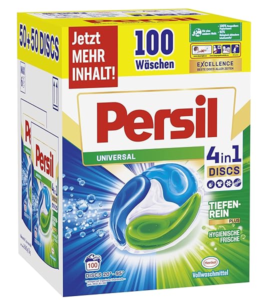 Persil Universal 4-in-1 discs (100 washes), full detergent with deep clean-plus technology combats stubborn stains, 92% biodegradable ingredients