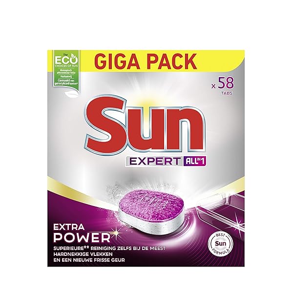 Sun All in 1 extra power dishwasher tablets, box of 58