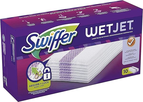 Swiffer WetJet Spray Mop Refills for All Types of Floors x 10, White, 7.8 x 29 x 14.1 centimetres