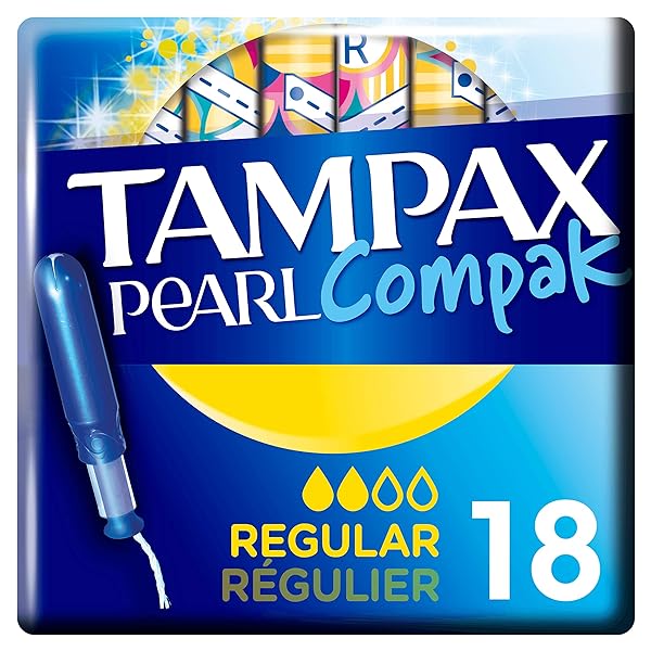 Tampax Compak Pearl Plastic Stamps with Applicator - Regular x 18