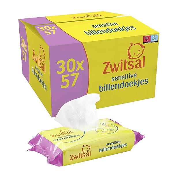 Zwitsal Billendoekjes Sensitive – Box 30 Packs x 57 Pieces – Voordeelverpakking